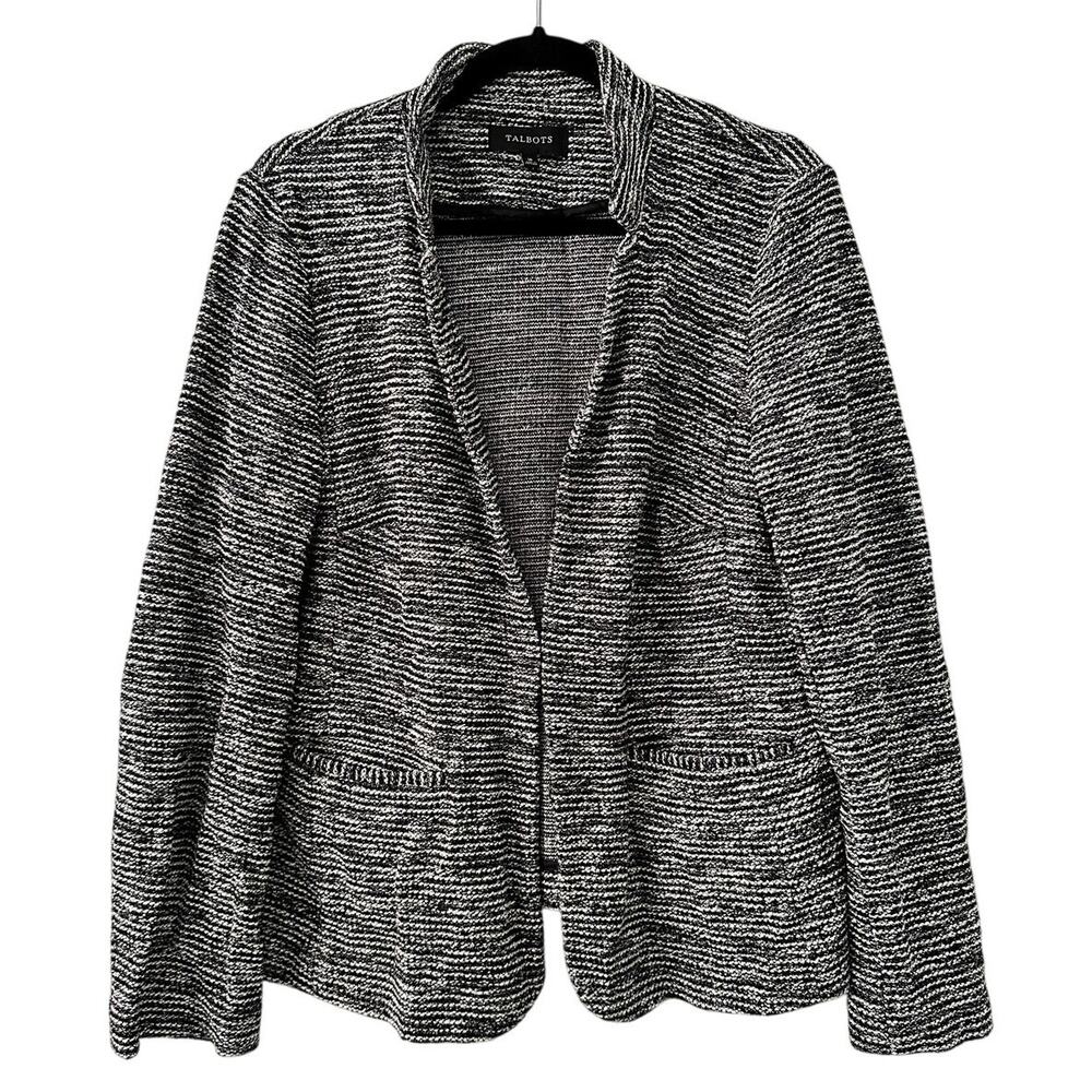Talbots Blazer Women’s 16 Plus Cotton Blend Pockets Soft Twill Knit Jacket XL